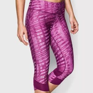 EUC Under Armour women's heat gear UA FLY FAST CAPRI PANTS fuchsia pink US small